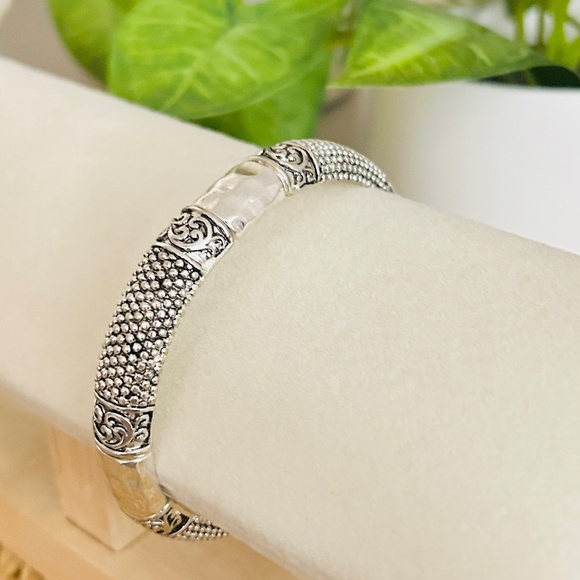 Periwinkle By Barlow Ornate Silver Tone Bangle Bracelet - Picture 4 of 8